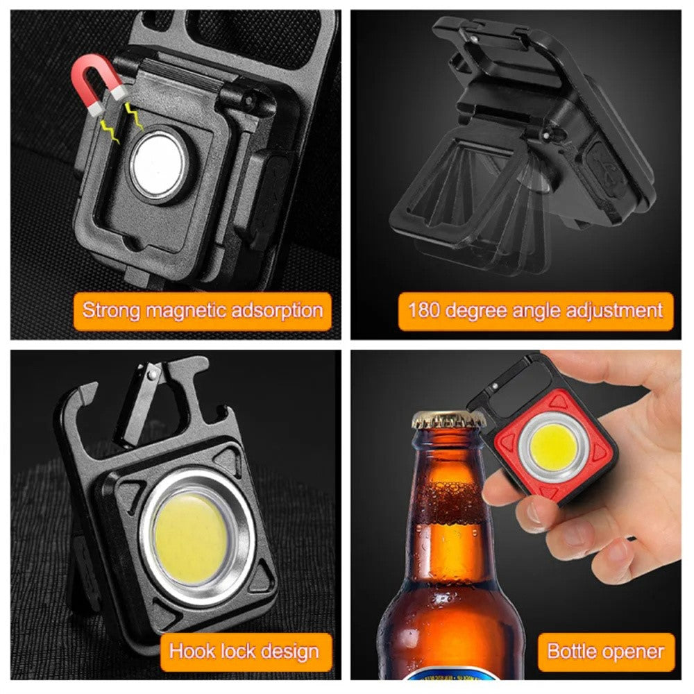 W5134 Mini LED Flashlight Keychain Light with Bottle Opener Portable High Brightness Magnetic Lamp