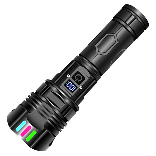 A08 Digital Display 5 Modes Flat Port Flashlight High Power LED Torch with Fluorescent Strip ( with Battery )