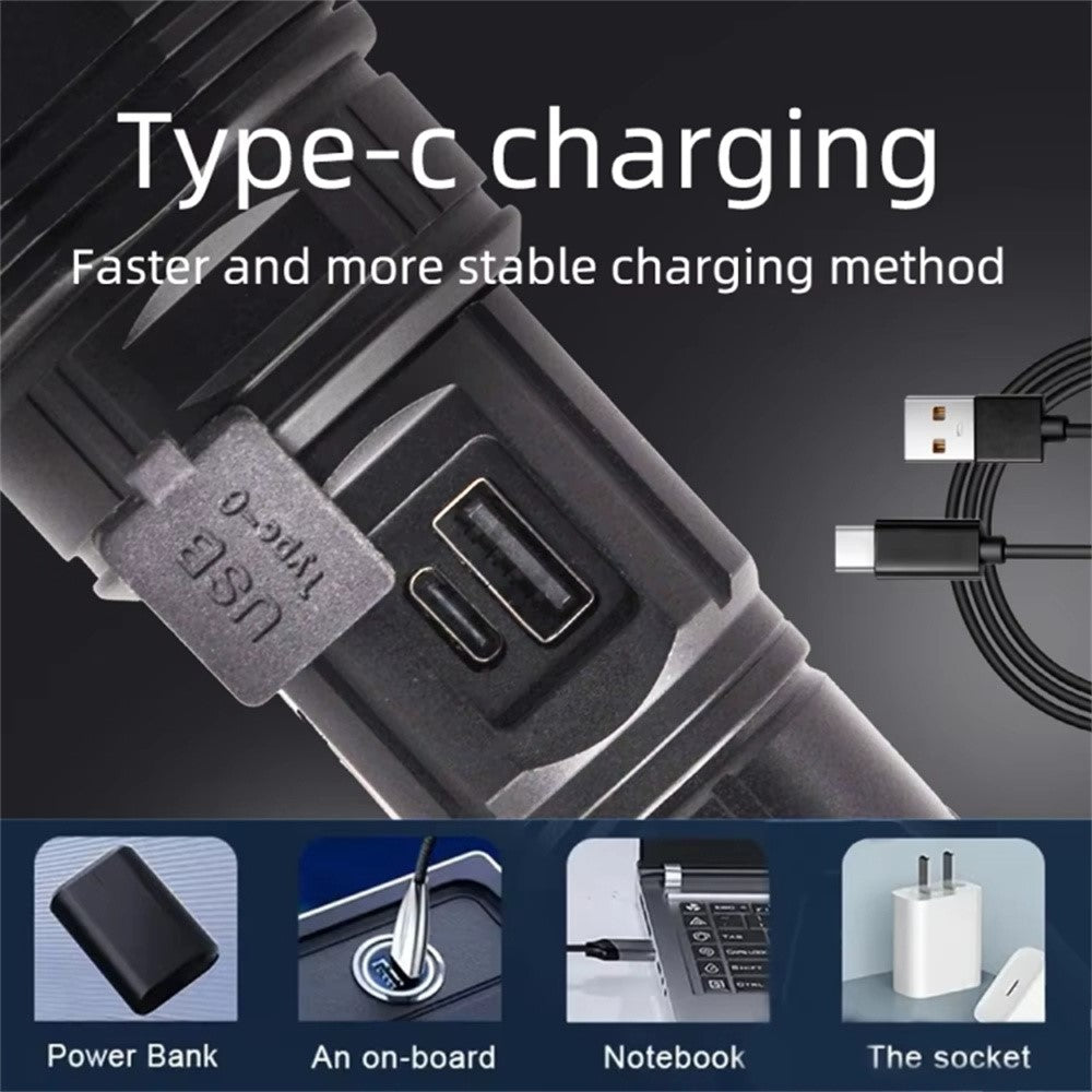 A08 Digital Display 5 Modes Flat Port Flashlight High Power LED Torch with Fluorescent Strip ( with Battery )
