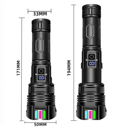 A08 Digital Display 5 Modes Flat Port Flashlight High Power LED Torch with Fluorescent Strip ( with Battery )