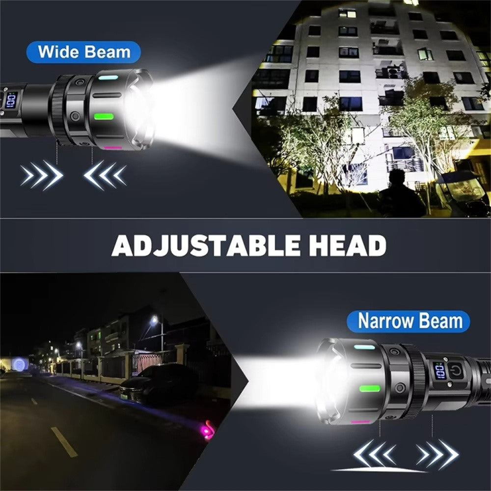 A08 Digital Display 5 Modes Flat Port Flashlight High Power LED Torch with Fluorescent Strip ( with Battery )