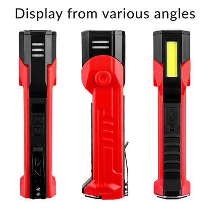 XTE + COB Dual Light Source Flashlight 180 Degree Rotatable Magnetic Work Light with Clip