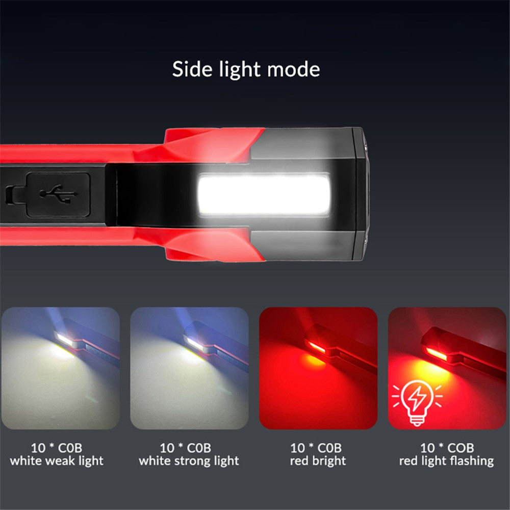 XTE + COB Dual Light Source Flashlight 180 Degree Rotatable Magnetic Work Light with Clip