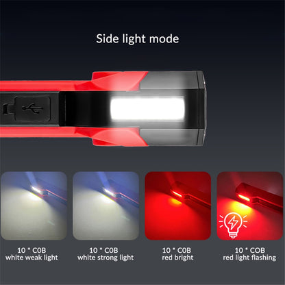 XTE + COB Dual Light Source Flashlight 180 Degree Rotatable Magnetic Work Light with Clip