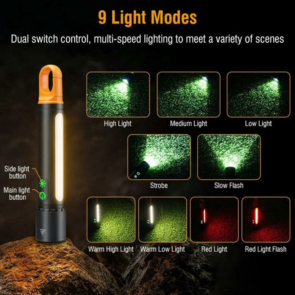 X725 Outdoor Camping Torch Telescopic Zoom White Laser Flashlight with Power Bank Function