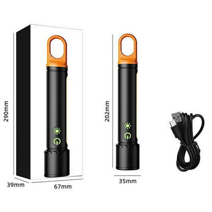 X725 Outdoor Camping Torch Telescopic Zoom White Laser Flashlight with Power Bank Function