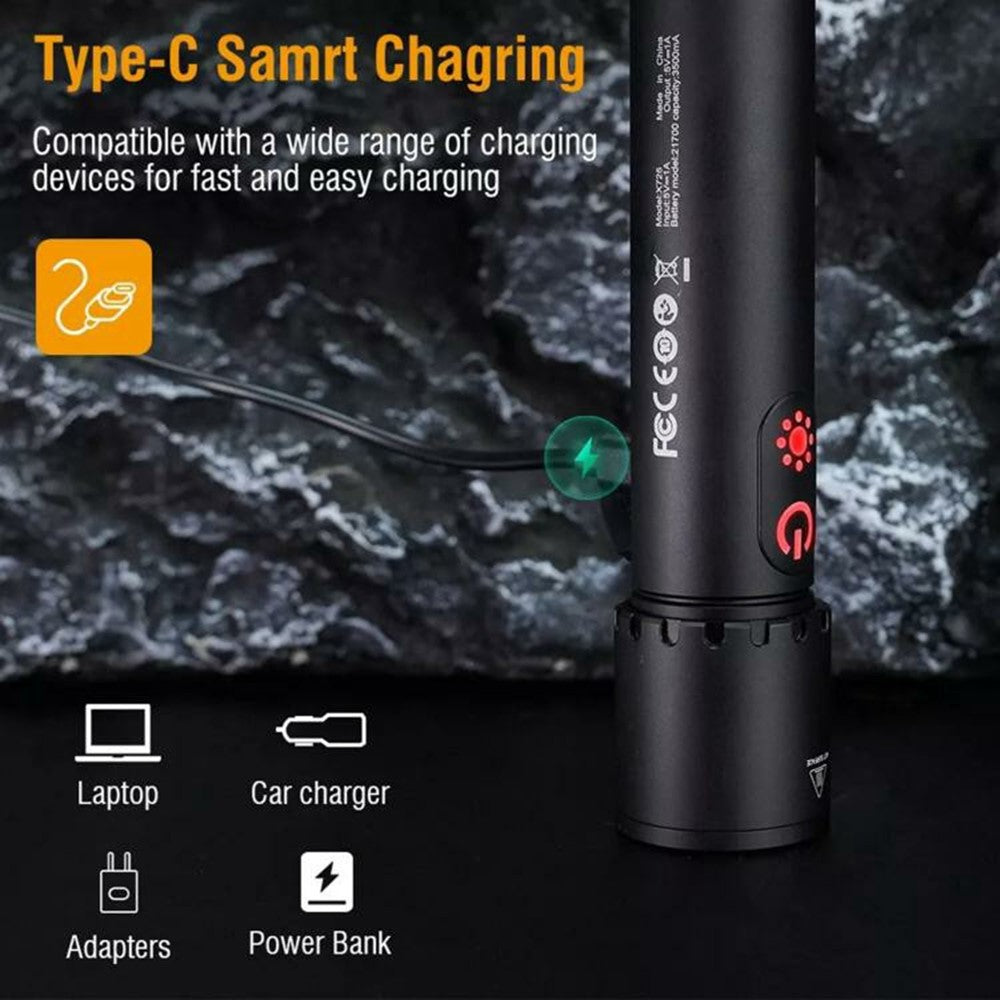 X725 Outdoor Camping Torch Telescopic Zoom White Laser Flashlight with Power Bank Function