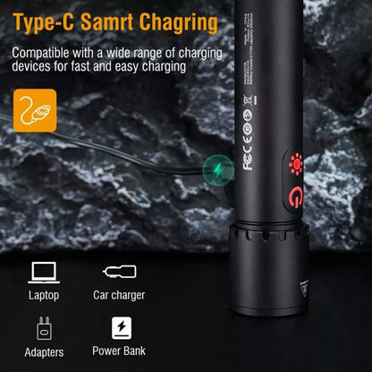 X725 Outdoor Camping Torch Telescopic Zoom White Laser Flashlight with Power Bank Function