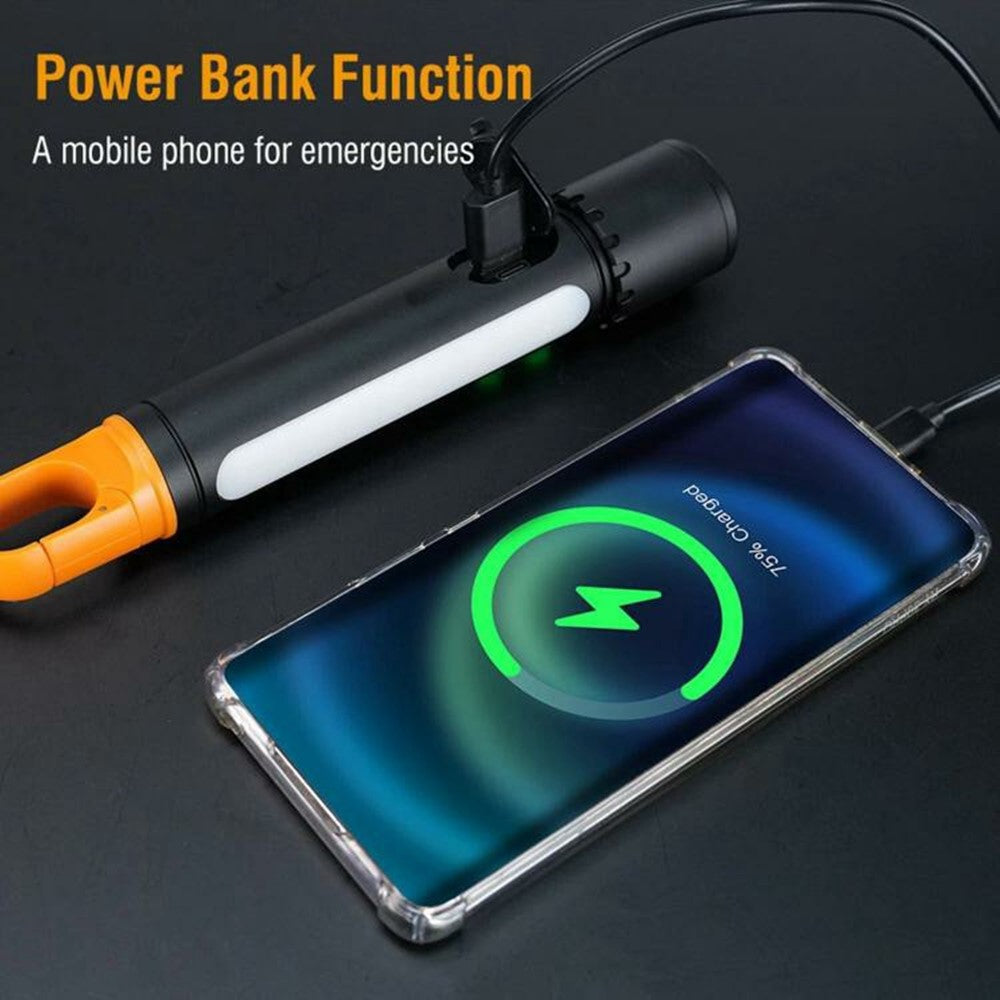 X725 Outdoor Camping Torch Telescopic Zoom White Laser Flashlight with Power Bank Function
