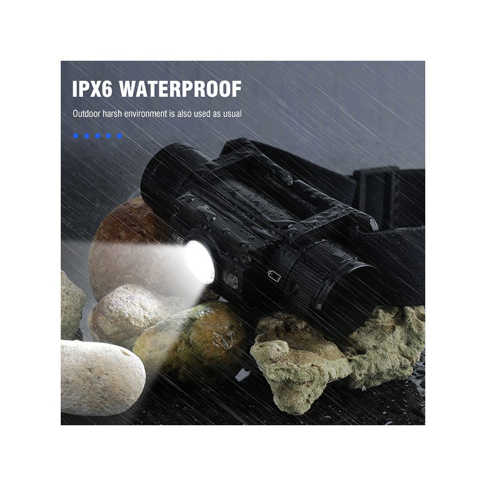 HP300 1000lm Outdoor Waterproof Flashlight USB C Fast Charging Headlamp Built In 2000mAh Lithium Battery