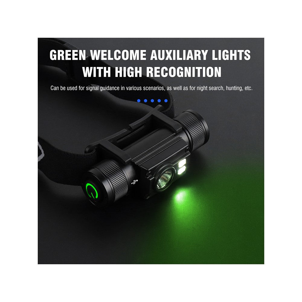 HP500 1000lm Flashlight Aluminum Alloy USB C Fast Charging Outdoor Camping Headlamp Built In 2000mAh Lithium Battery