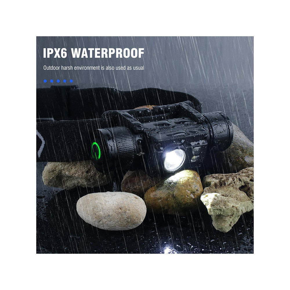 HP500 1000lm Flashlight Aluminum Alloy USB C Fast Charging Outdoor Camping Headlamp Built In 2000mAh Lithium Battery