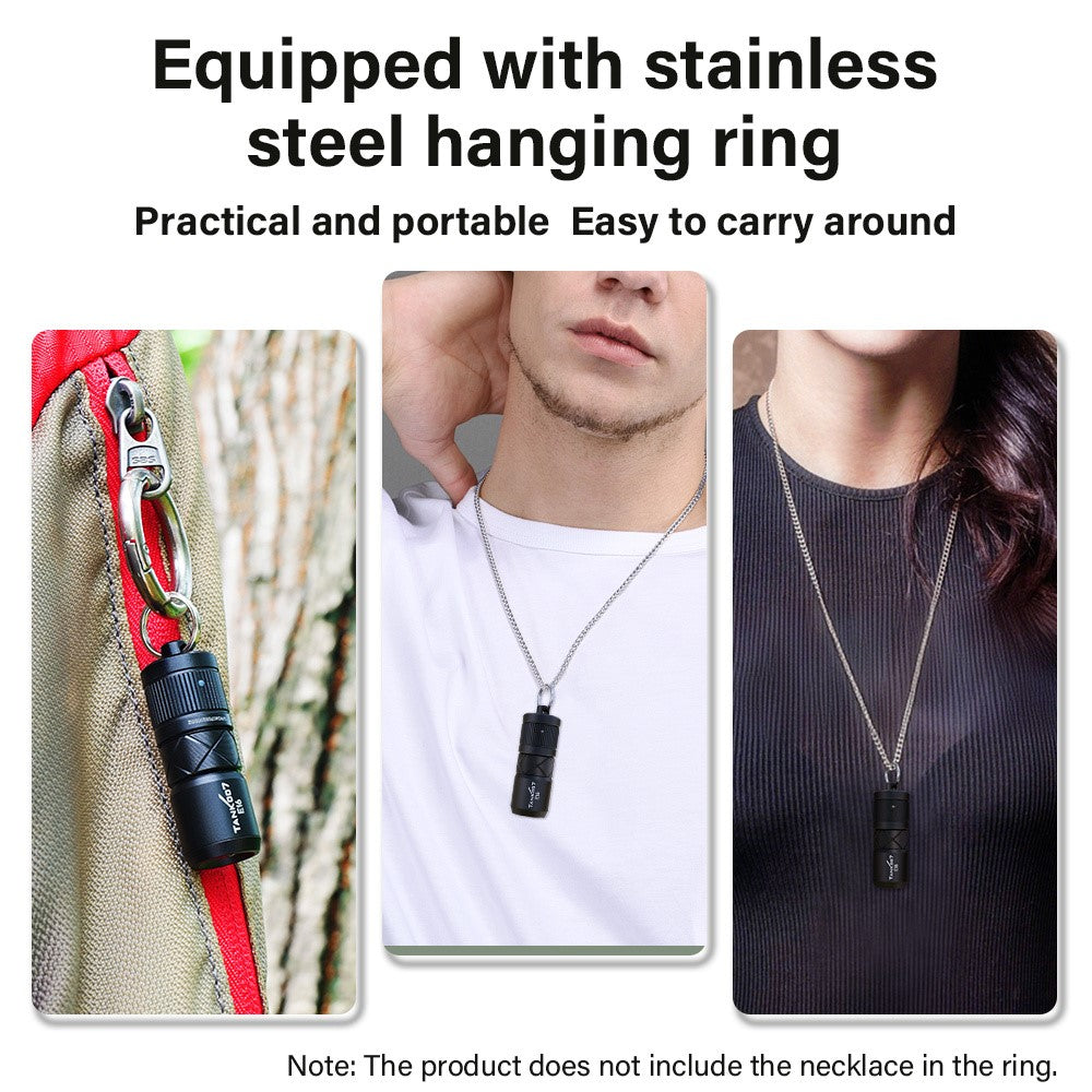TANK007 E16 Mini Flashlight Zoomable USB Rechargeable Aluminum Alloy Torch with Keychain