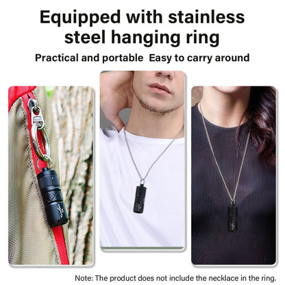 TANK007 E16 Mini Flashlight Zoomable USB Rechargeable Aluminum Alloy Torch with Keychain