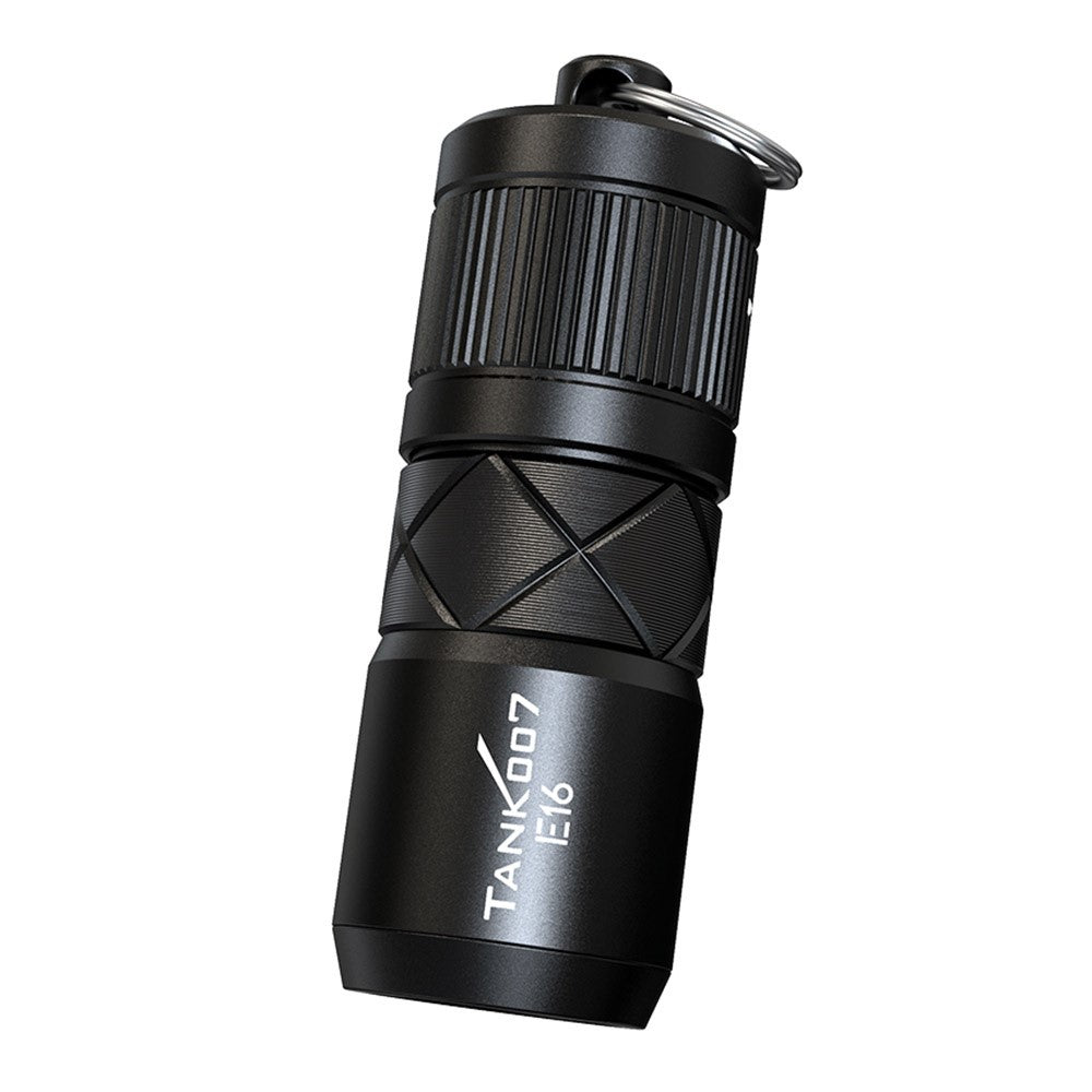 TANK007 E16 Mini Flashlight Zoomable USB Rechargeable Aluminum Alloy Torch with Keychain