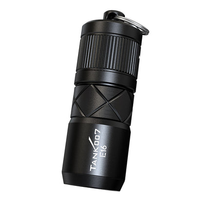 TANK007 E16 Mini Flashlight Zoomable USB Rechargeable Aluminum Alloy Torch with Keychain