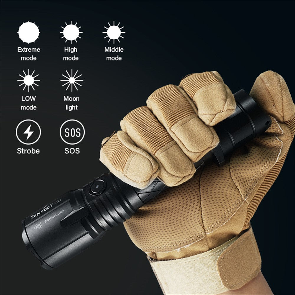 TANK007 PT41 30W High Power Tactical Flashlight Aluminum Alloy Rechargeable Outdoor Emergency Torch