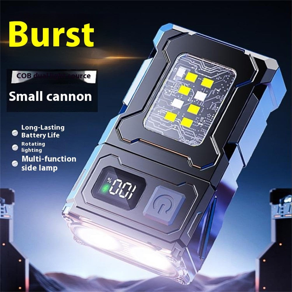 DC08 Super Bright Floodlight Side Light Rotatable Head Rechargeable Mini Flashlight with Stainless Steel Clip