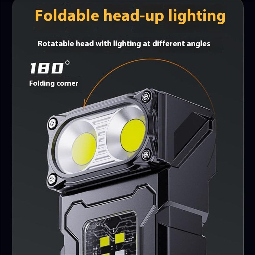 DC08 Super Bright Floodlight Side Light Rotatable Head Rechargeable Mini Flashlight with Stainless Steel Clip