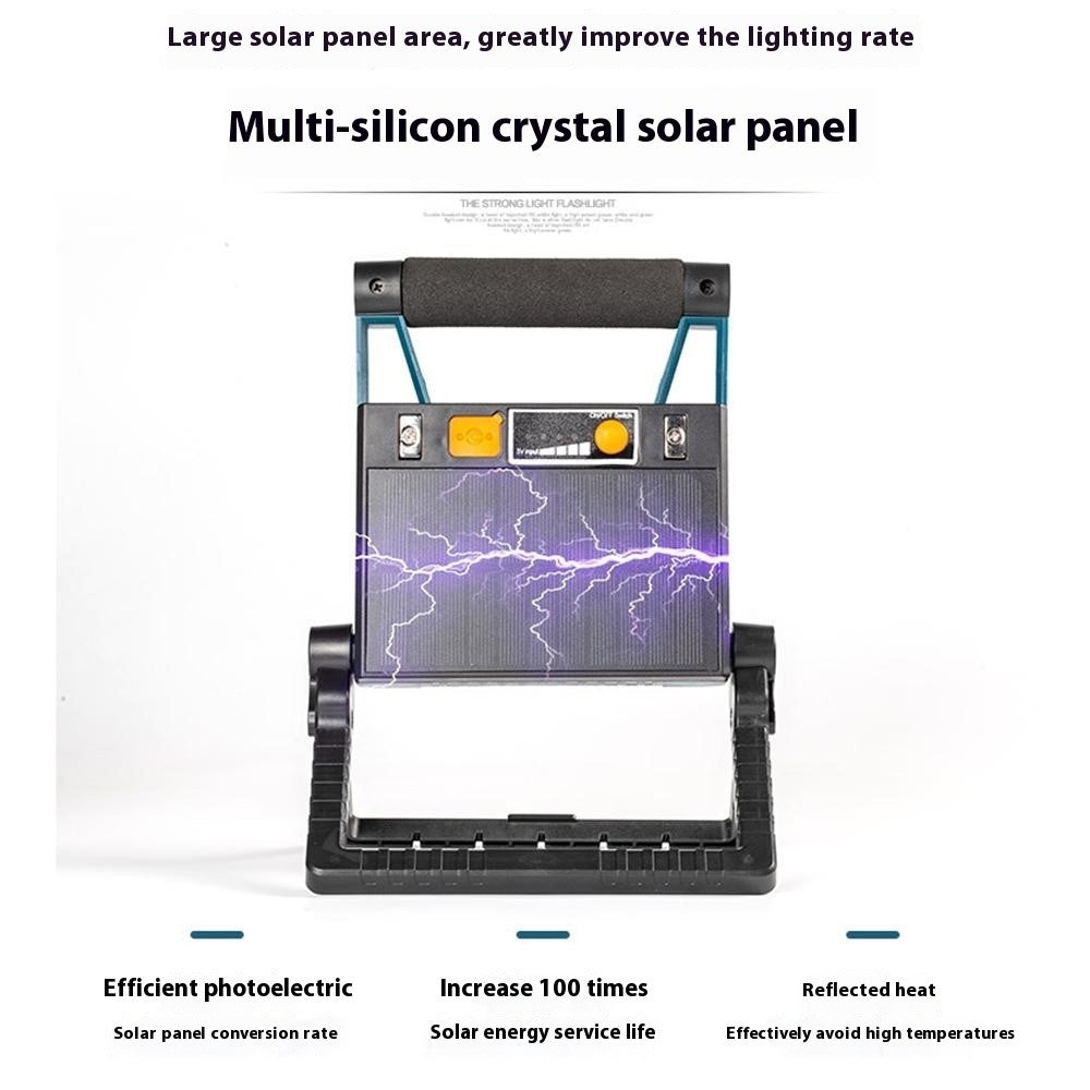 W875-1 Foldable Work Light Solar Powered LED Floodlight Portable Outdoor Emergency Lamp with Stand