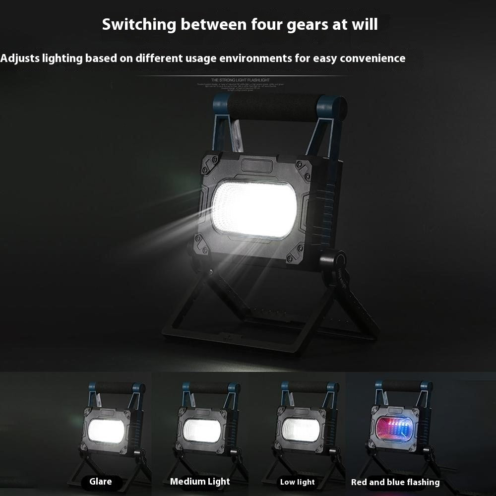 W875-1 Foldable Work Light Solar Powered LED Floodlight Portable Outdoor Emergency Lamp with Stand