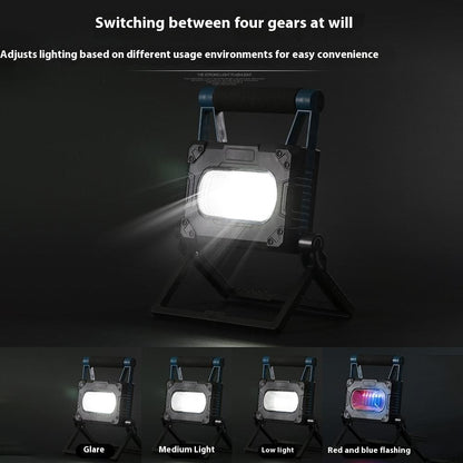 W875-1 Foldable Work Light Solar Powered LED Floodlight Portable Outdoor Emergency Lamp with Stand