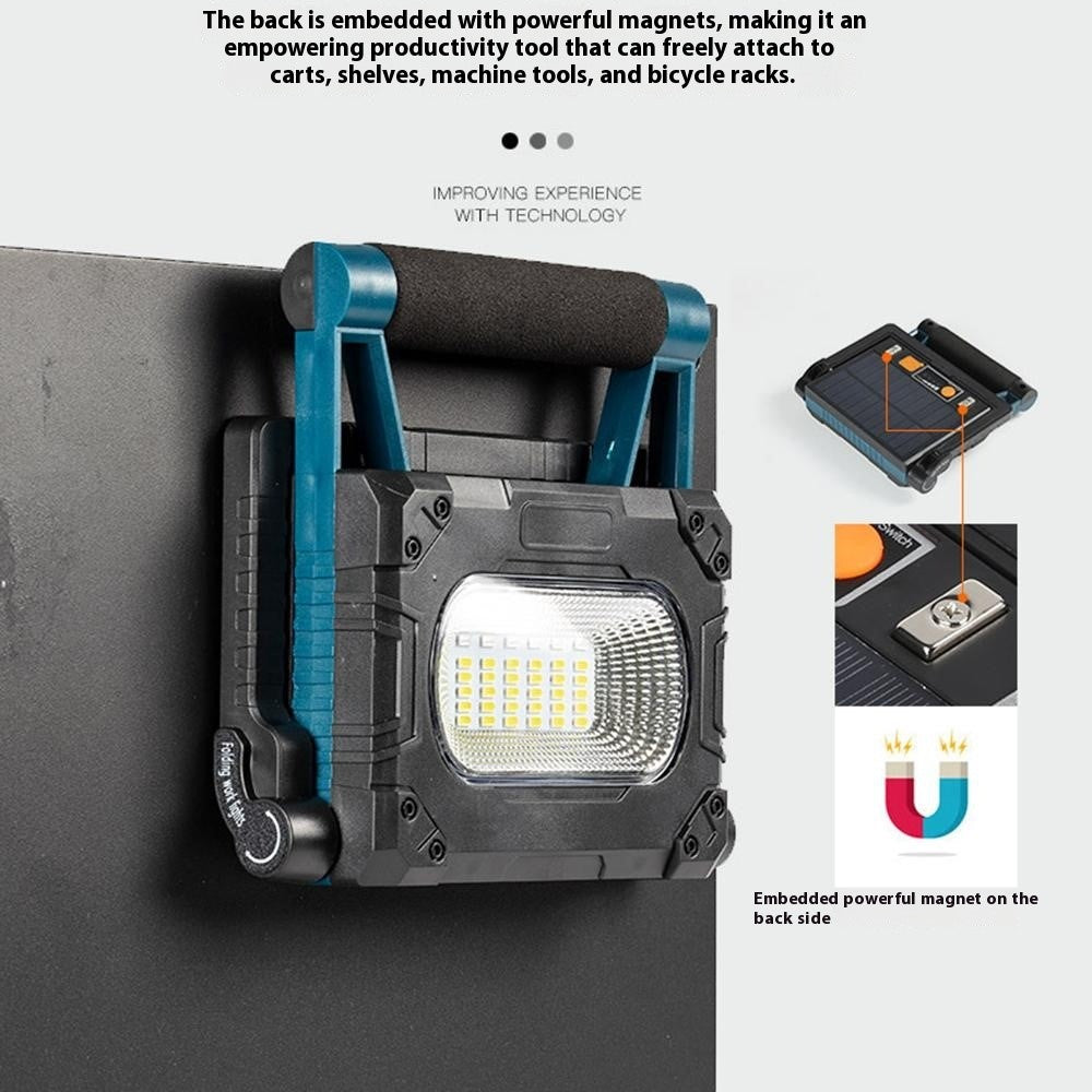 W875-1 Foldable Work Light Solar Powered LED Floodlight Portable Outdoor Emergency Lamp with Stand