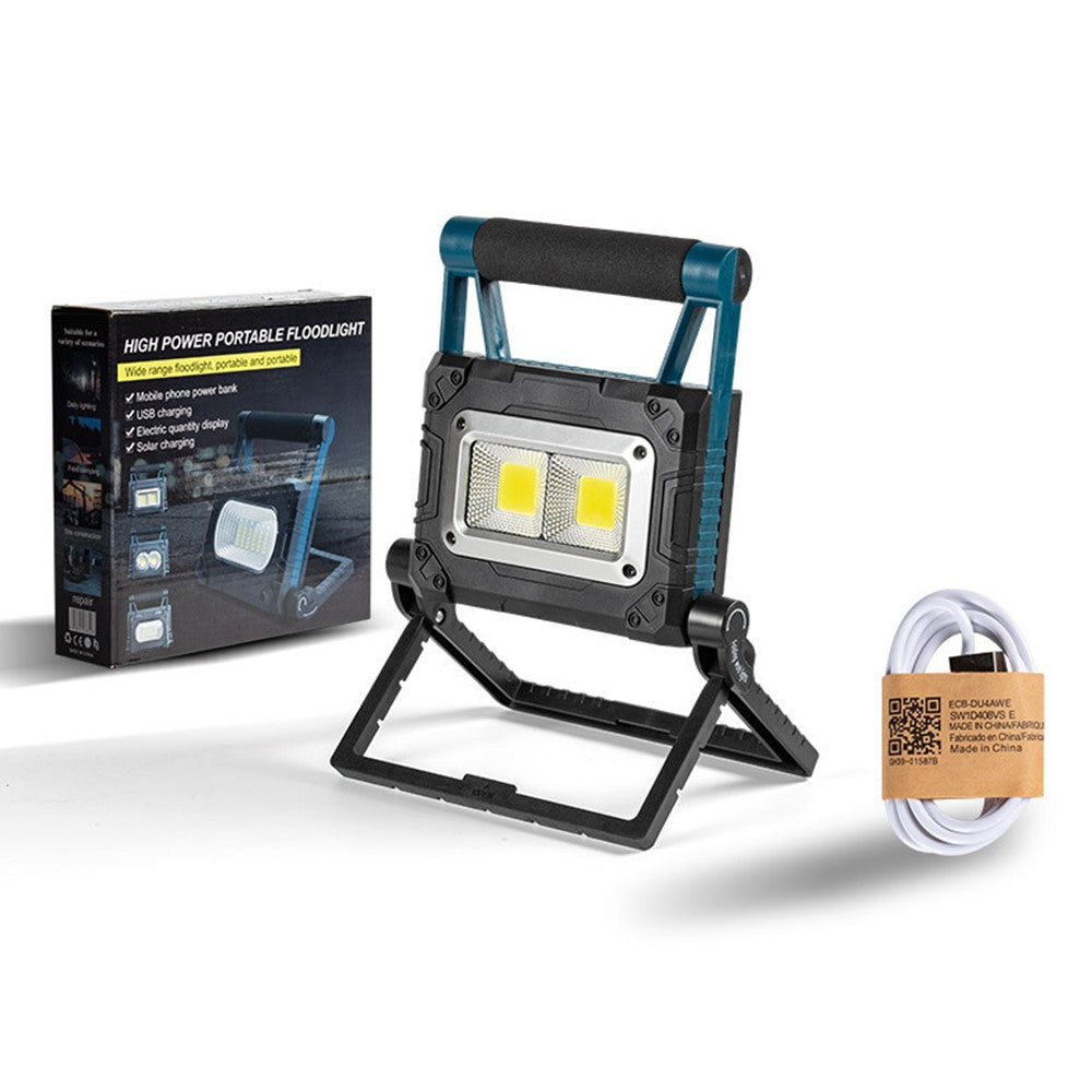 W875-2 Solar Powered Foldable Work Light with Stand COB Floodlight Portable Outdoor Emergency Lamp