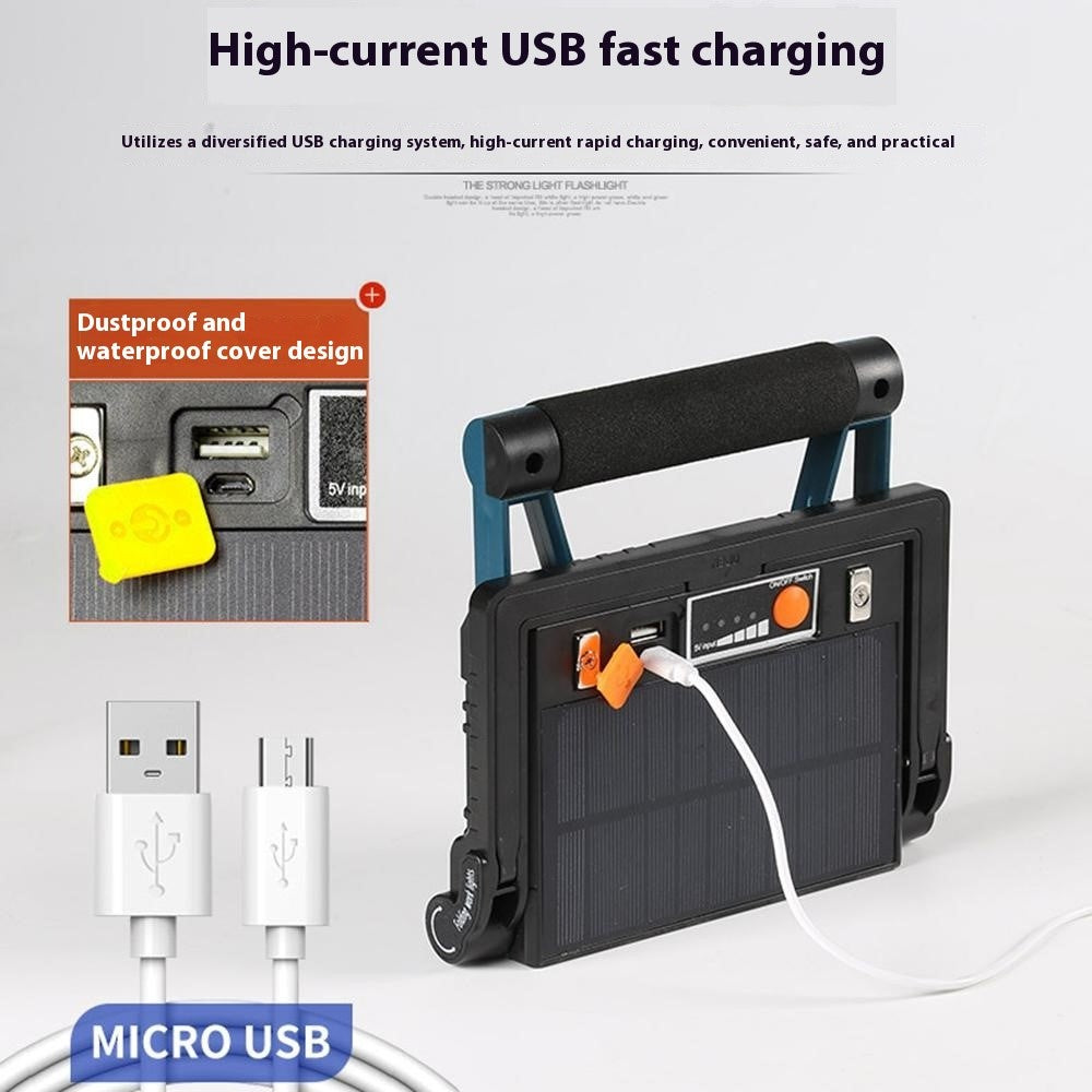 W875-2 Solar Powered Foldable Work Light with Stand COB Floodlight Portable Outdoor Emergency Lamp