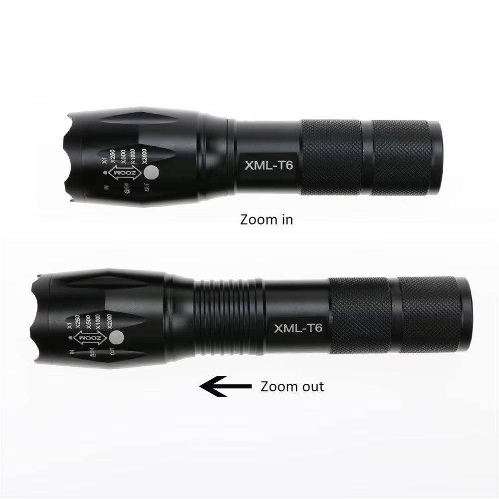 ULTRAFIRE A100 USB Rechargeable Flashlight 5 Modes Adjustable Focus Waterproof T6 LED Torch, with EU Plug Charger