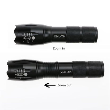 ULTRAFIRE A100 USB Rechargeable Flashlight 5 Modes Adjustable Focus Waterproof T6 LED Torch, with EU Plug Charger