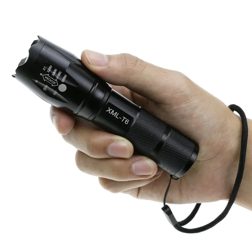 ULTRAFIRE A100 USB Rechargeable Flashlight 5 Modes Adjustable Focus Waterproof T6 LED Torch, with EU Plug Charger