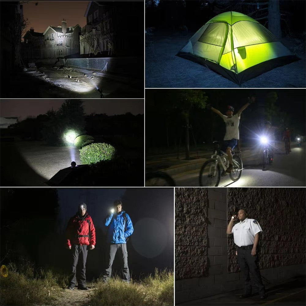 ULTRAFIRE A100 USB Rechargeable Flashlight 5 Modes Adjustable Focus Waterproof T6 LED Torch, with EU Plug Charger