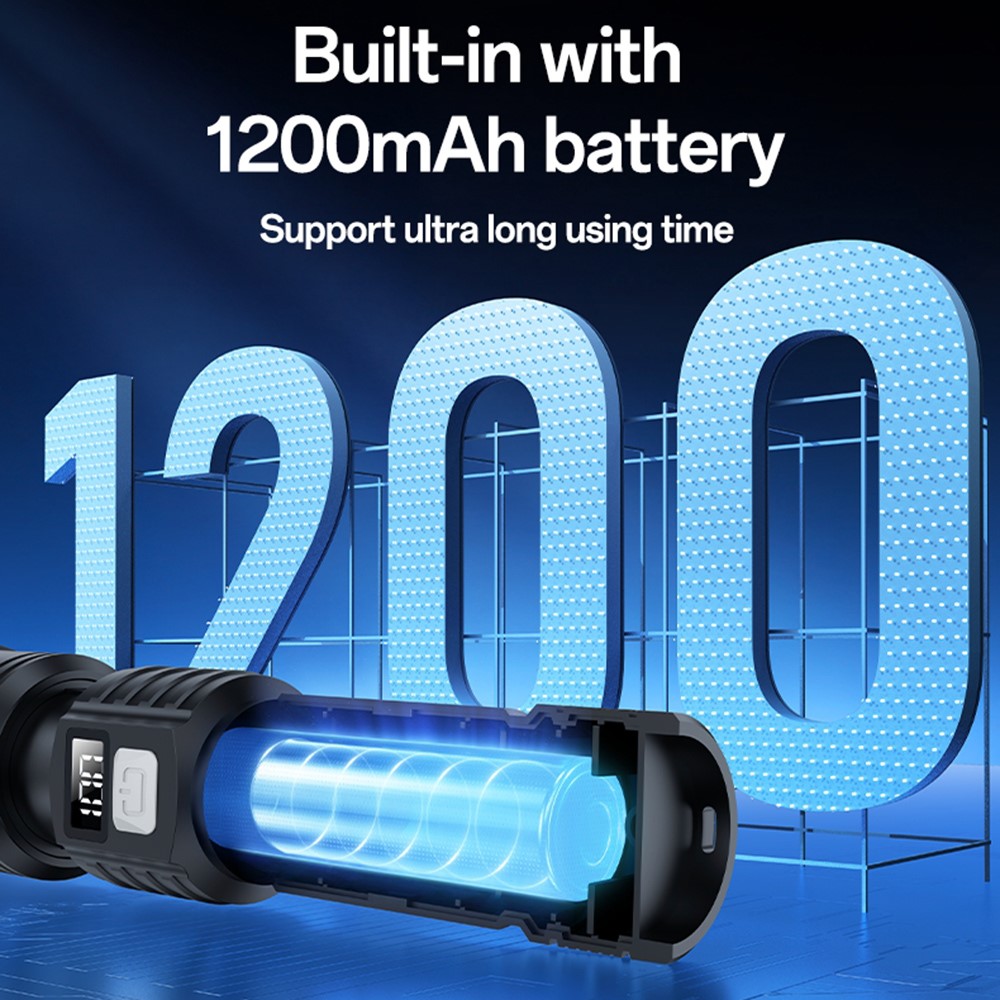 YESIDO TC11 Telescopic Zoomable Flashlight LED White Laser 3 Modes Rechargeable Torch with Digital Display