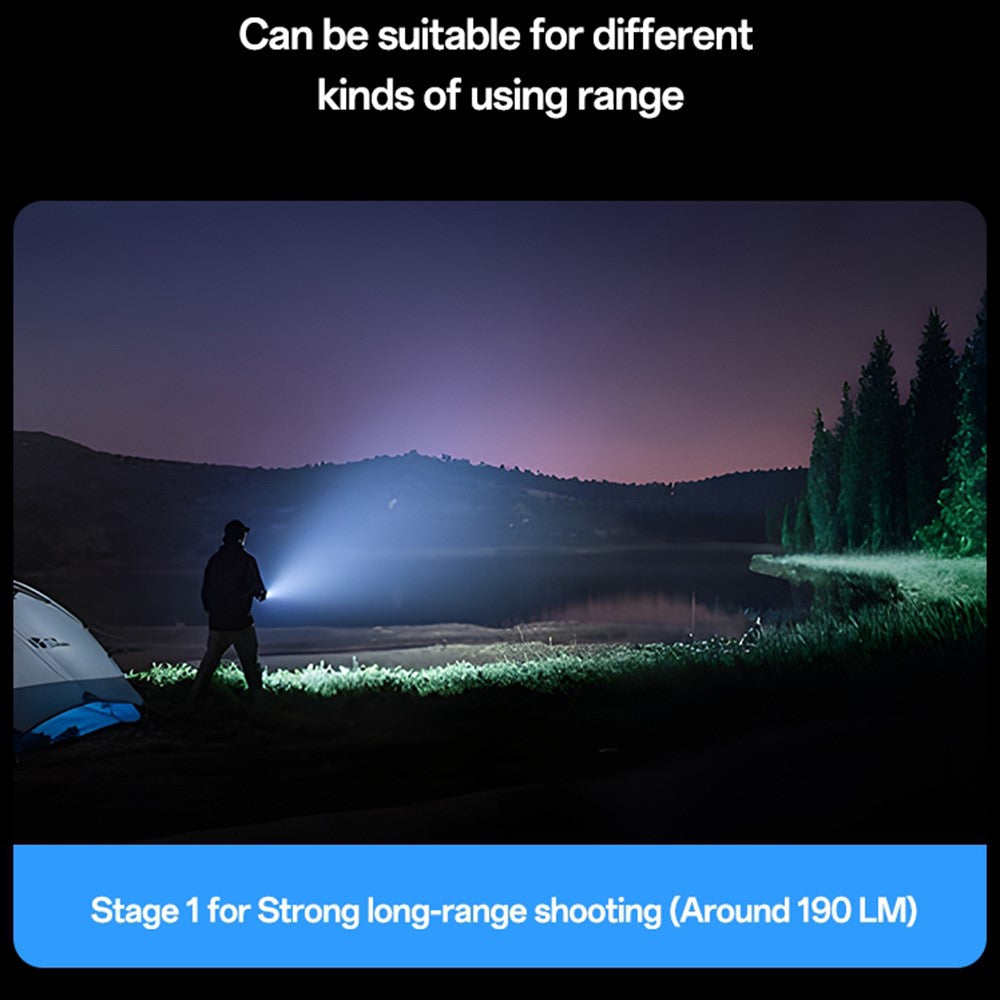 YESIDO TC11 Telescopic Zoomable Flashlight LED White Laser 3 Modes Rechargeable Torch with Digital Display