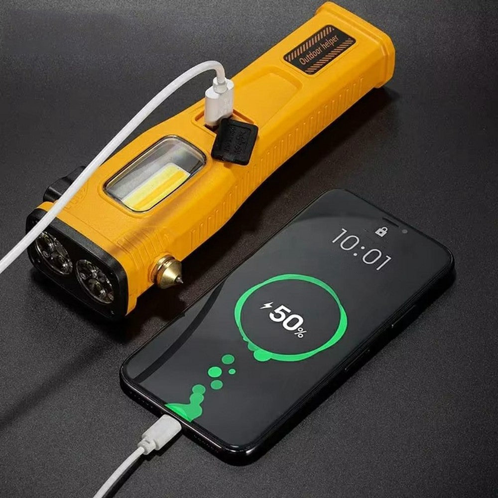 W5214 Multi-Function Work Light Solar Car Emergency Flashlight with Strong Magnet  /  Window Breaker  /  Safety Hammer
