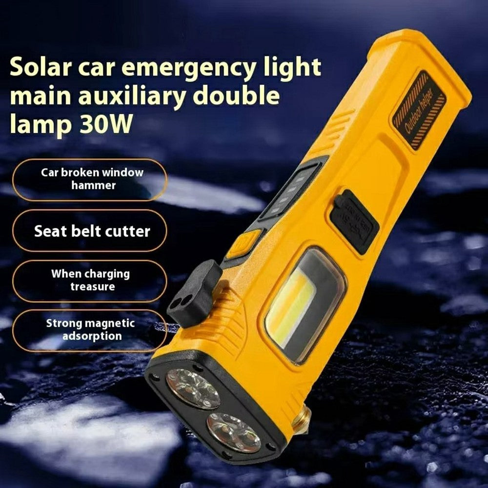 W5214 Multi-Function Work Light Solar Car Emergency Flashlight with Strong Magnet  /  Window Breaker  /  Safety Hammer