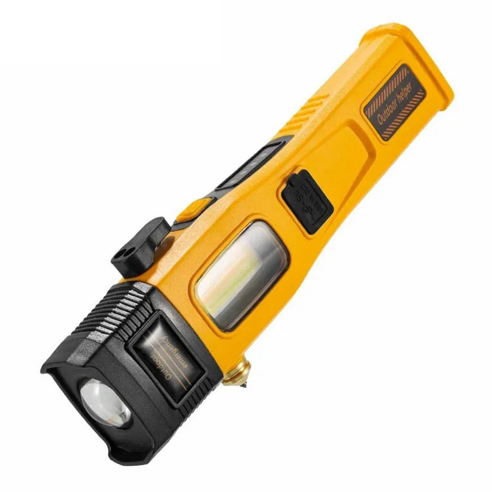 W5215 Zoomable Multi-Function Work Light Car Emergency Flashlight with Strong Magnet  /  Window Breaker  /  Safety Hammer