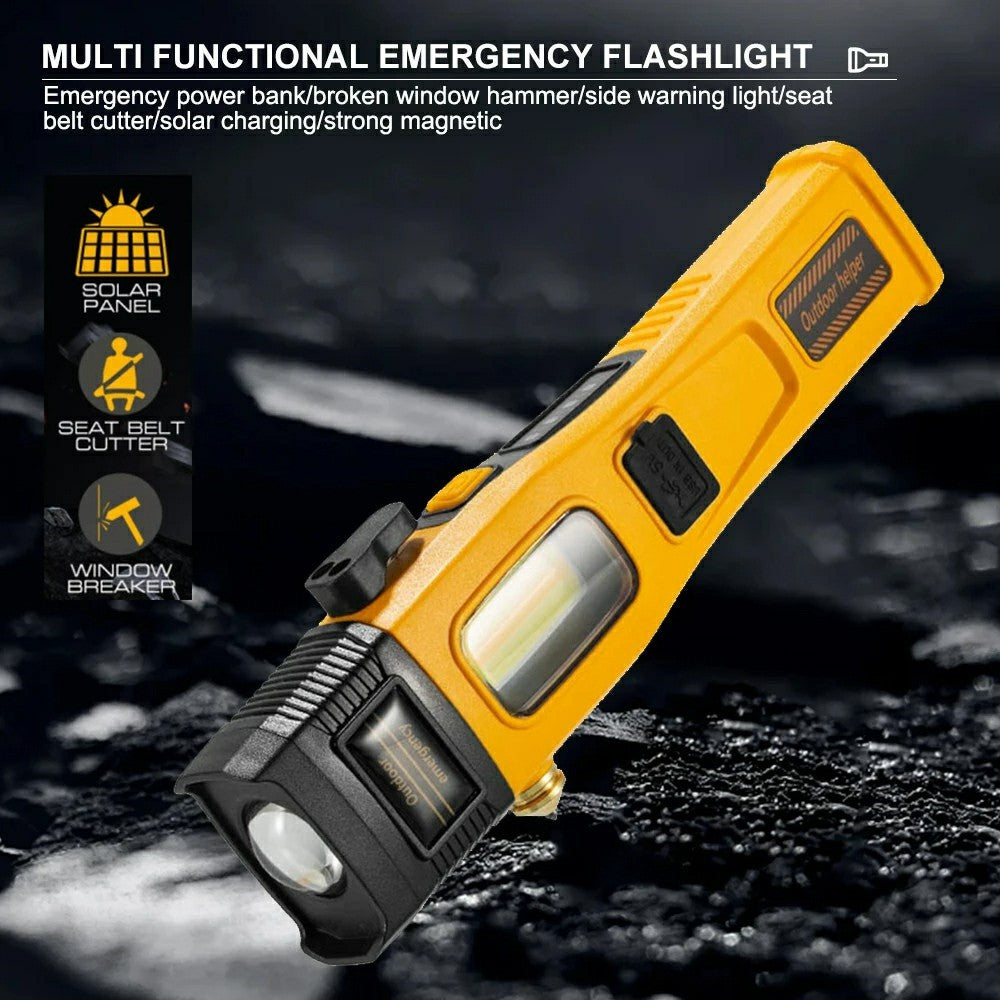 W5215 Zoomable Multi-Function Work Light Car Emergency Flashlight with Strong Magnet  /  Window Breaker  /  Safety Hammer