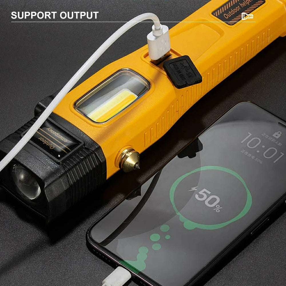 W5215 Zoomable Multi-Function Work Light Car Emergency Flashlight with Strong Magnet  /  Window Breaker  /  Safety Hammer