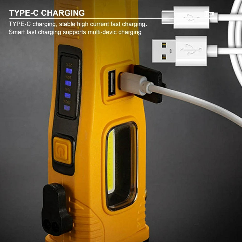 W5215 Zoomable Multi-Function Work Light Car Emergency Flashlight with Strong Magnet  /  Window Breaker  /  Safety Hammer