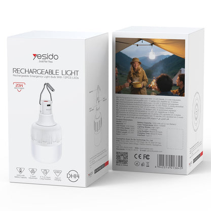 YESIDO DH14 12-LED Rechargeable Emergency Light Bulb 3-Level Adjustable Hanging Camping Lantern