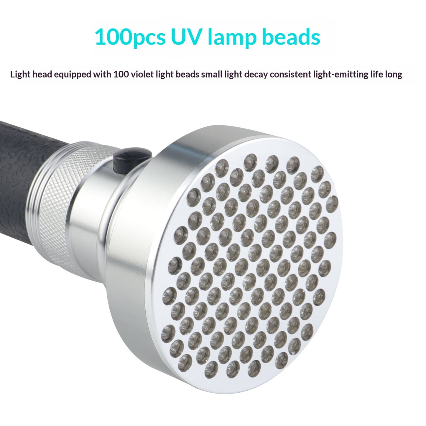 100 LEDs UV Purple Light Flashlight Aluminum Alloy Money Detector UV Torch for Currency Verification