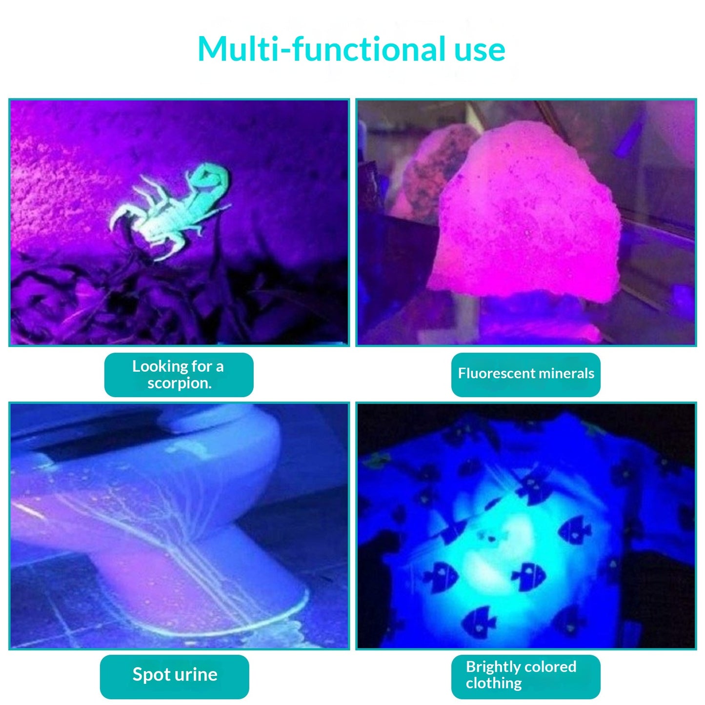 100 LEDs UV Purple Light Flashlight Aluminum Alloy Money Detector UV Torch for Currency Verification