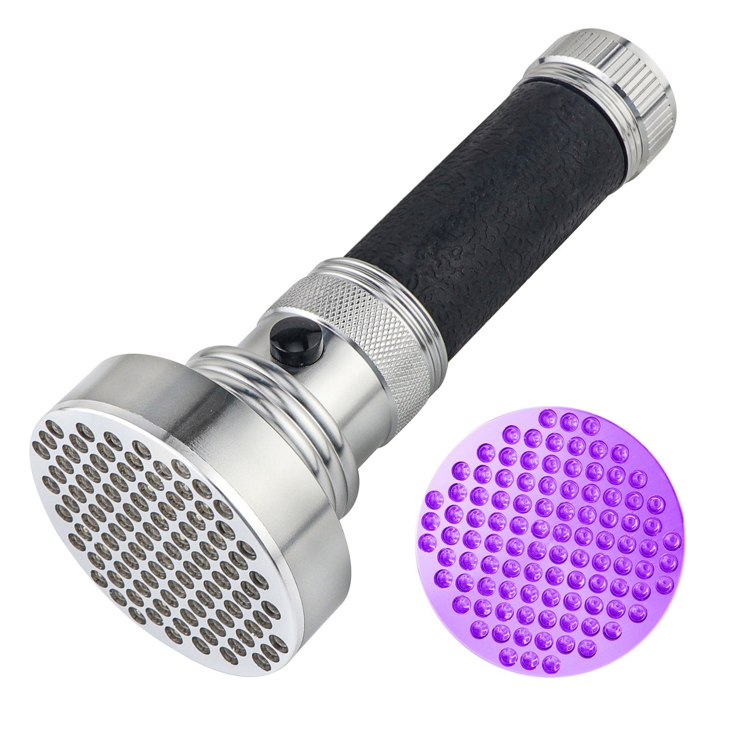 100 LEDs UV Purple Light Flashlight Aluminum Alloy Money Detector UV Torch for Currency Verification
