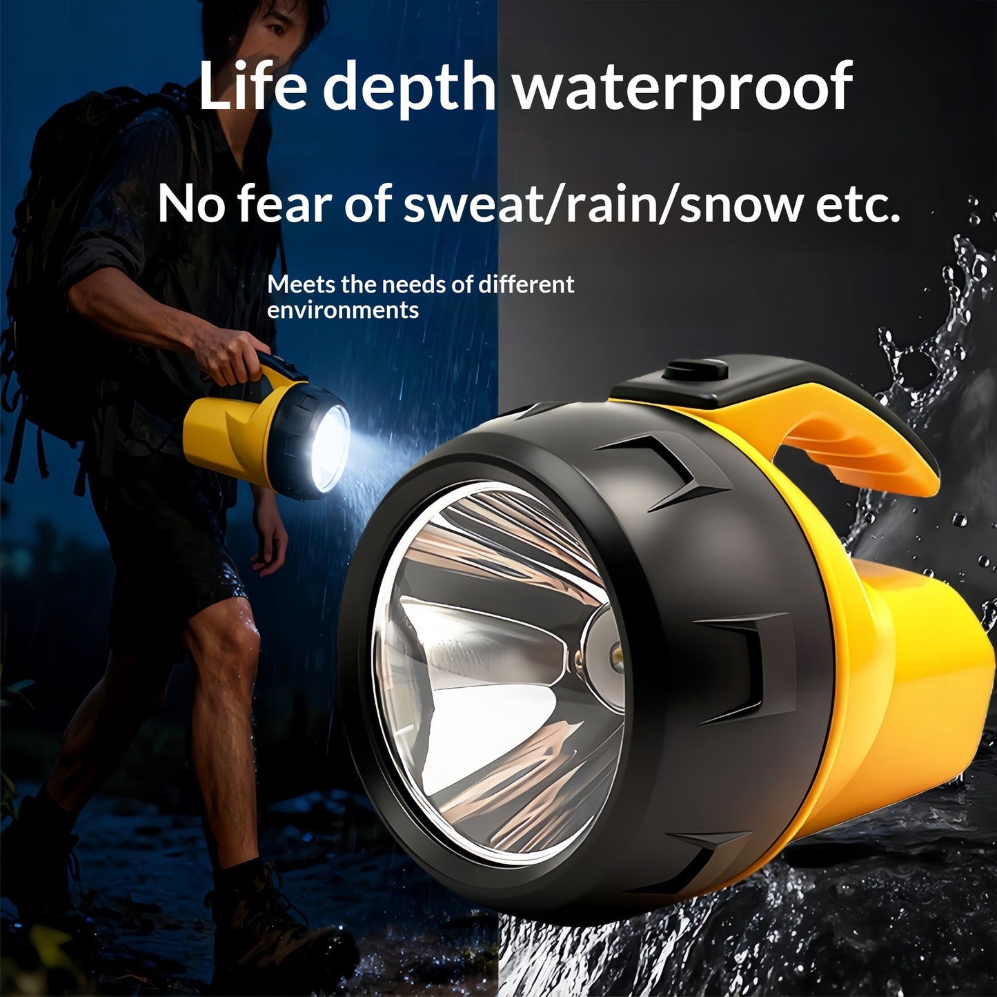 3W Outdoor LED Flashlight 3 Modes High Brightness Handheld Searchlight for Camping Hiking