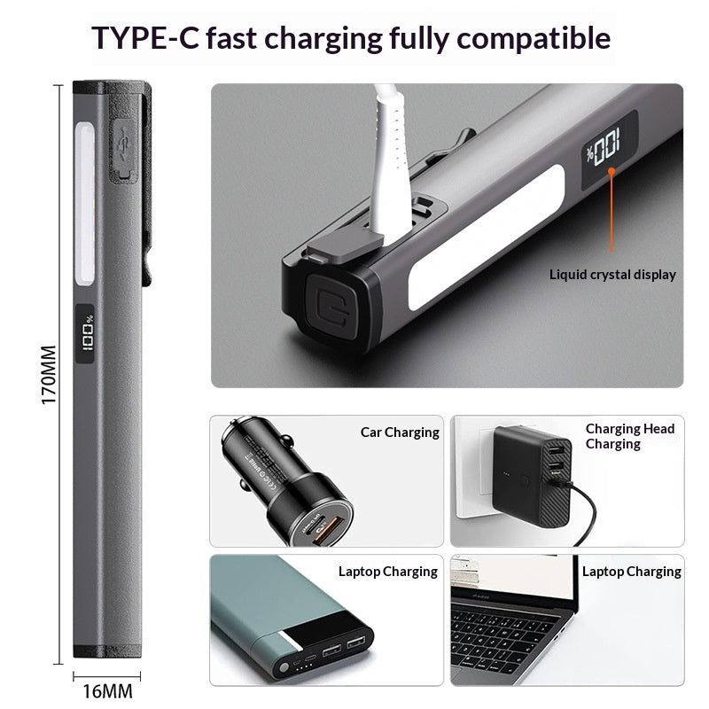 Rechargeable Medical Pen Light IPX5 Waterproof 4 Modes LED Flashlight Pupil Penlight