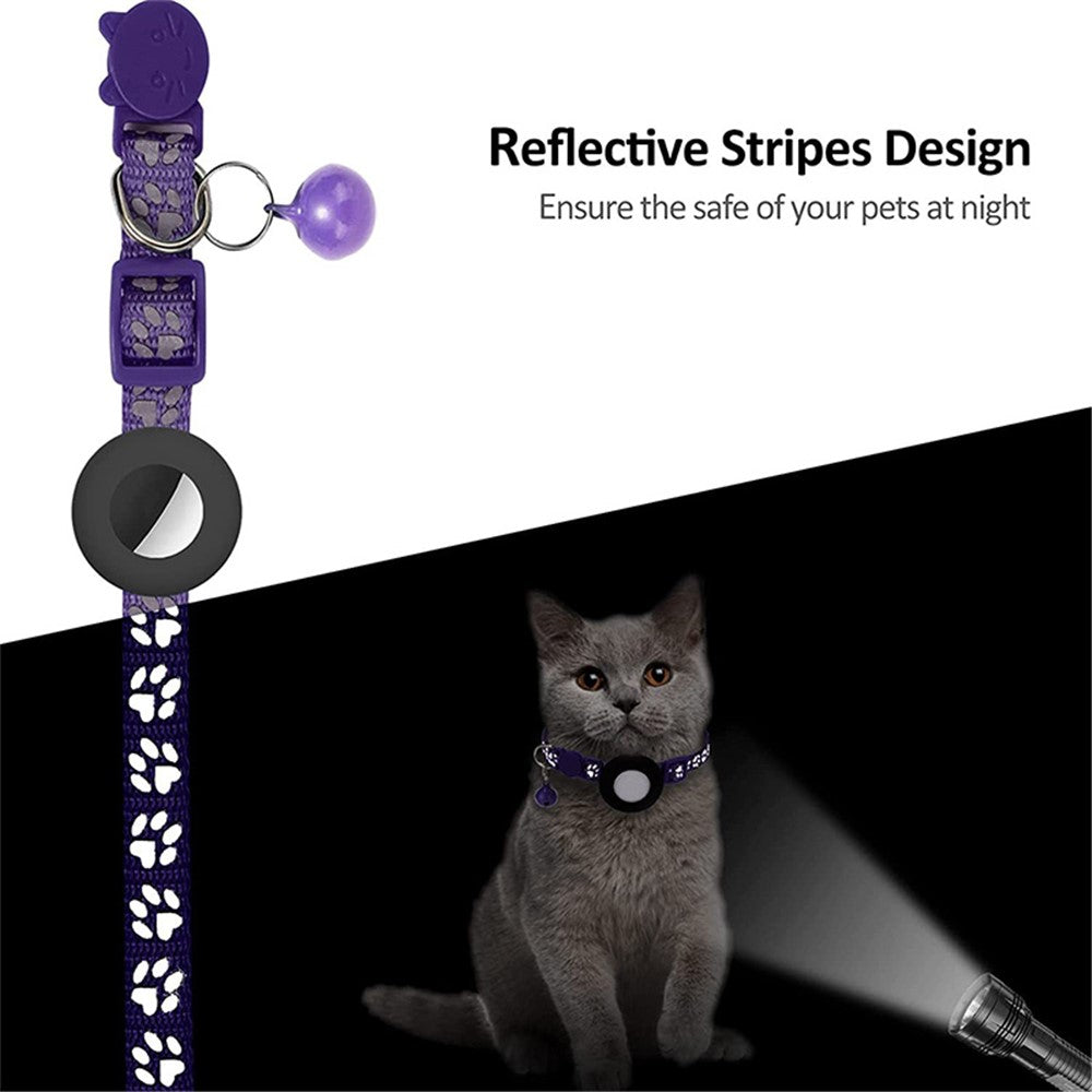 AirTag Silikonhülle, Pfotenmuster, reflektierender Haustierhalsband-Schutz mit Glöckchen, Front- & Back-Folien-Set