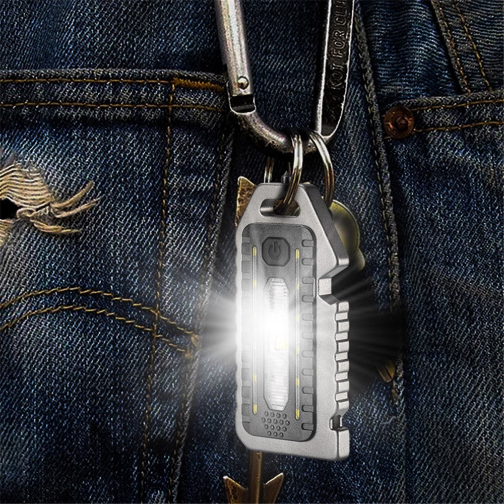 W5135 Mini COB Flashlight Rechargeable Light Whistle Emergency Survival Window Keychain Flashlight