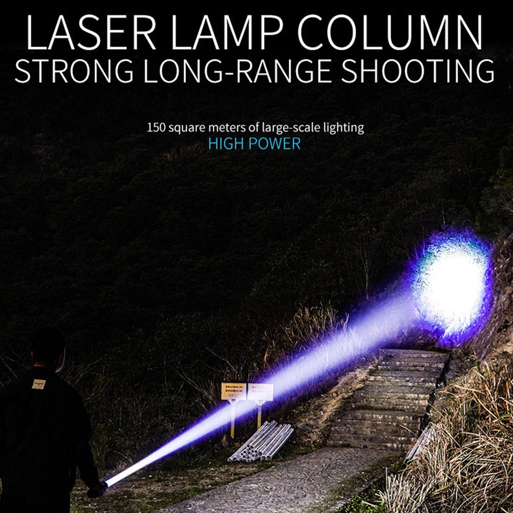 A065-Laser Home Outdoor Flashlight 20W Purple Light Portable LCD Display Flashlight (No Battery)